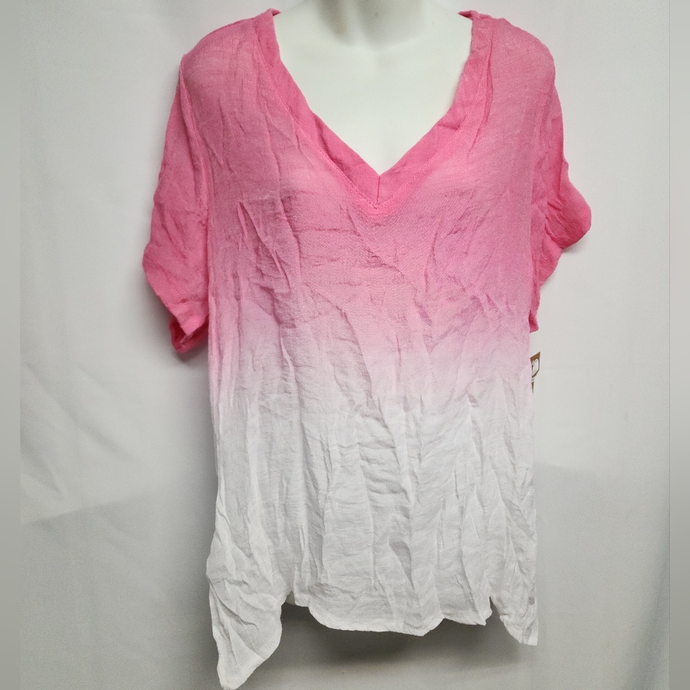 Beach Break Pink/White Ombre Top. Sz 1x. New